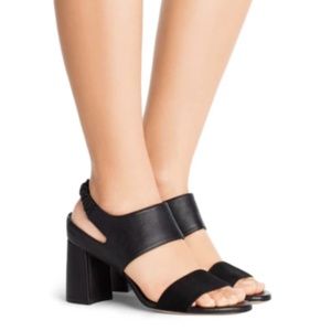 Stuart Weitzman Erica Leather Slingback Block Heel